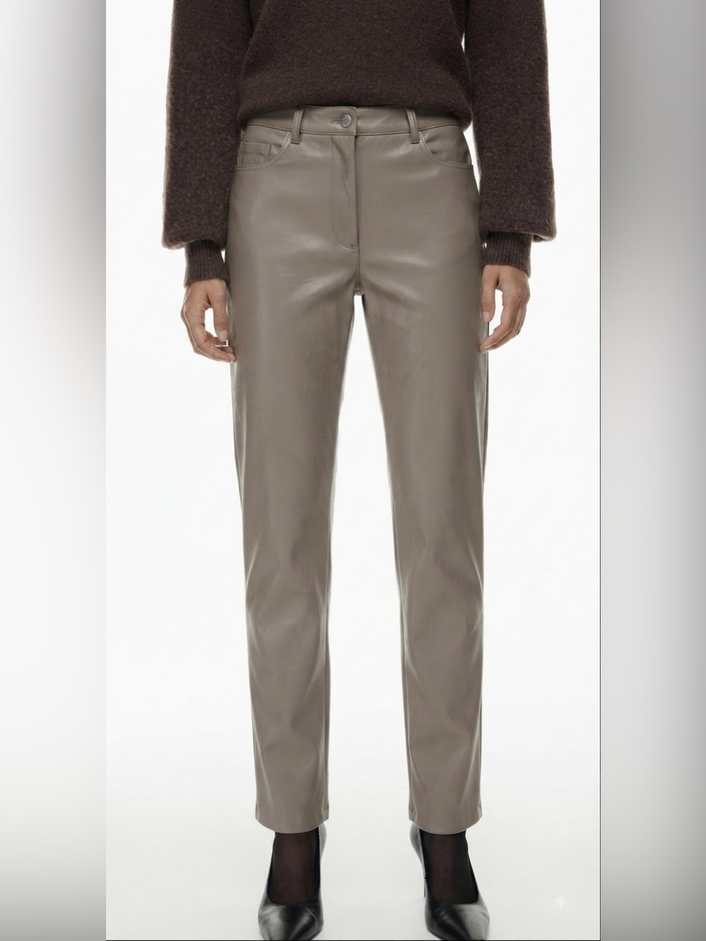 Aritzia Wilfred Sz 2 The Melina Tan Cream Faux Vegan Leather Pant